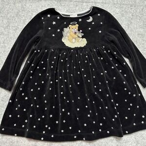 VTG Spumoni Black Velvet Angel Teddy Bear Dress Size 5T Celestial Made in USA